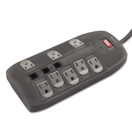 INNOVERA Surge Protector, 8 Outlets, 6 ft. Cord, 2160 Joules, Black IVR71656